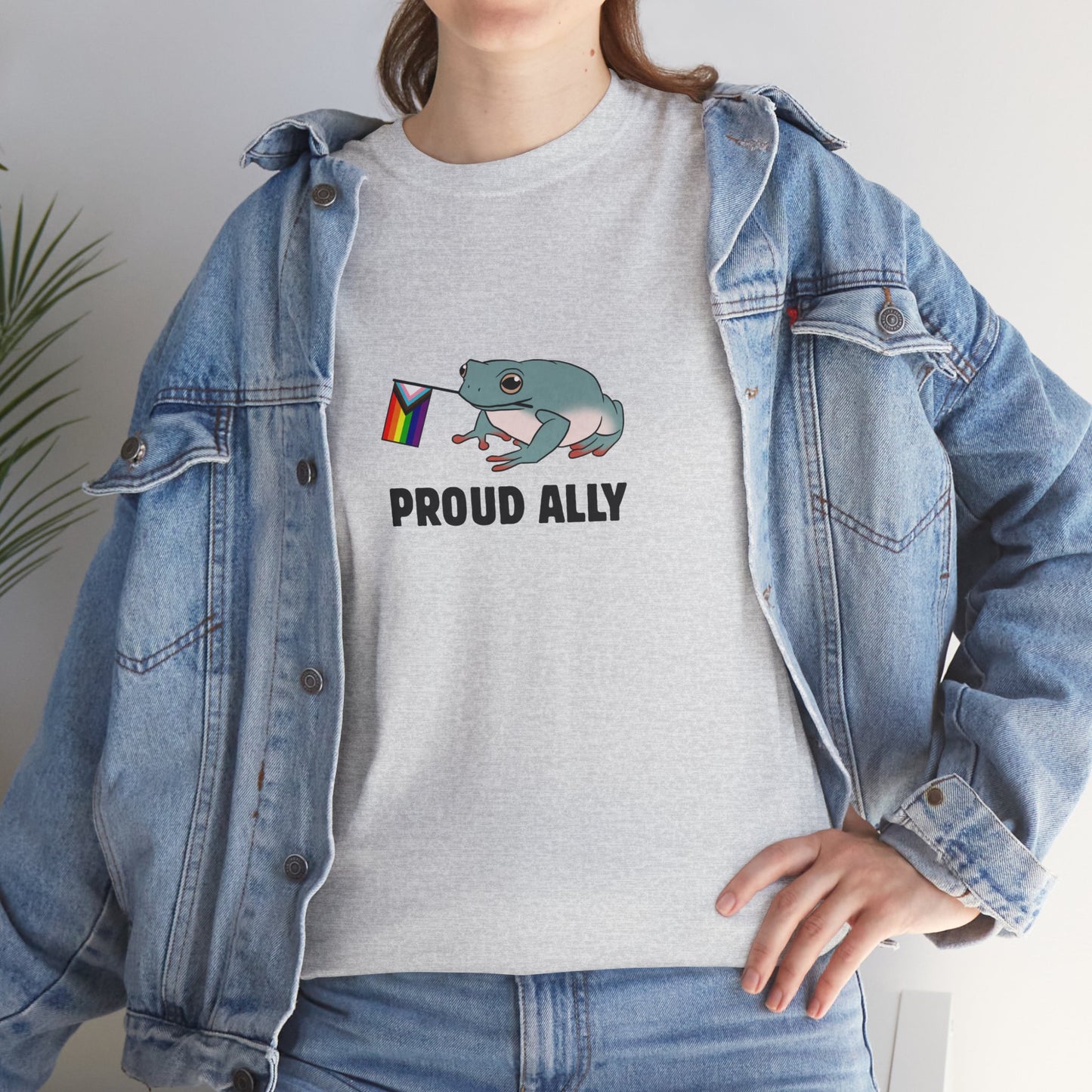 Proud Ally Frog Unisex Heavy Cotton Tee - LGBTQ+ Support Shirt
