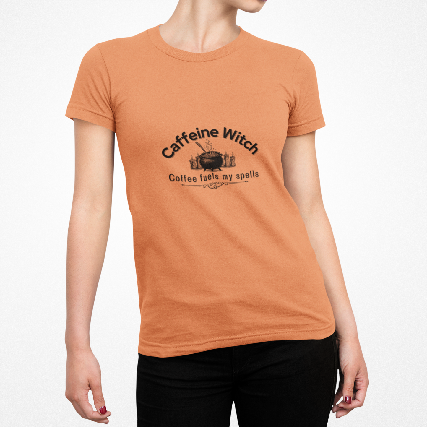 Caffeine Witch, Coffee Fuels My Spells Halloween T-Shirt