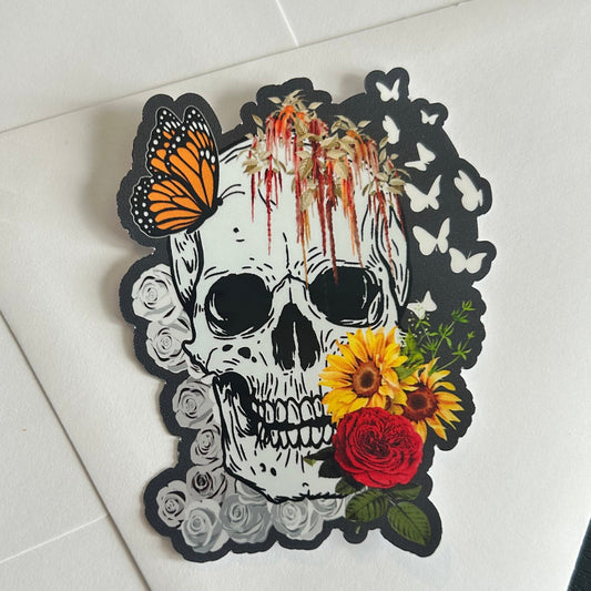 Skull and Flower Sticker