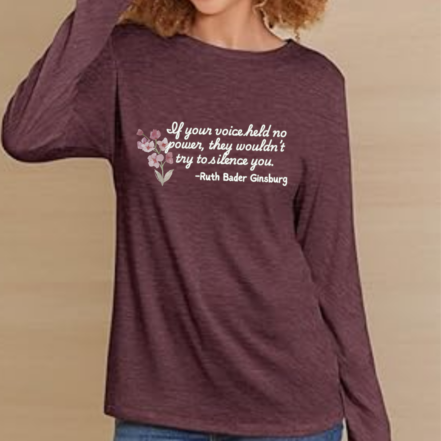 Your Voice has Power - Vintage Distressed Long Sleeve Crew Neck Tee